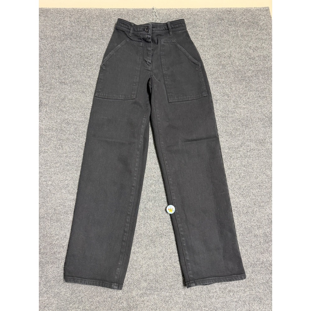 Wilfred Free Women's Black Dark Wash High Rise Straight Patch Pocket Jeans 00